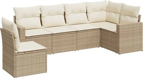 vidaXL 6 részes bézs polyrattan kerti ülőgarnitúra párnával