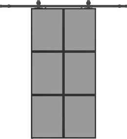 vidaXL fekete edzett üveg tolóajtó fémszerelék szettel 102,5x205 cm