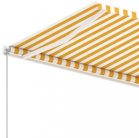 sárga-fehér kézzel kihúzható póznás napellenző 450 x 300 cm