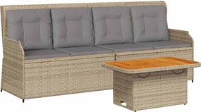 vidaXL 3 részes bézs polyrattan kerti ülőgarnitúra párnákkal