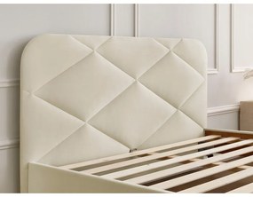 Bézs kárpitozott franciaágy ágyráccsal 160x200 cm Prune – Bobochic Paris