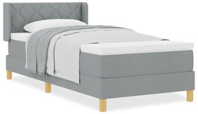 Boxspring ágy matraccal, világosszürke, 90 x 200 cm, textil