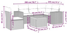 6 részes szürke polyrattan kerti ülőgarnitúra párnákkal