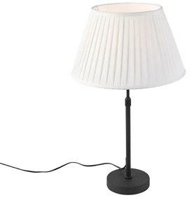 Asztali lámpa fekete, redős árnyékolóval krémszínű, 35 cm állítható - Parte