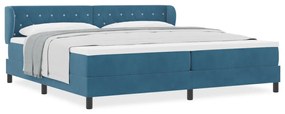 Boxspring Ágy Matraccal Sötétkék 200x200 cm Bársony