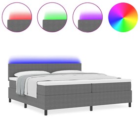 Boxspring Ágy matraccal &amp; LED világosszürke 200x200 cm kordbársony