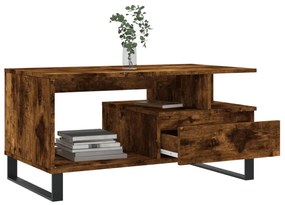 füstös tölgy színű szerelt fa dohányzóasztal 90x49x45 cm