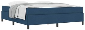 Boxrugós ágy Kék és Fekete 180 x 200 cm Textil és mérnöki fa