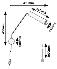 Rabalux 73041 - Fali lámpa SENOBIA 1xGU10/35W/230V