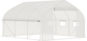 Outsunny Kert Alagút Üvegház, 10.4m², UV-álló Kert Üvegház, Felhúzható Cipzáras Ajtó, Hálós Ablakok, Horganyzott Acél Cső és PE 140g/m², 350 x 300 x 2