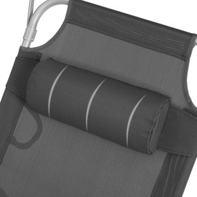 Napozóágy, összecsukható, napellenzővel, állítható támlával, szürke