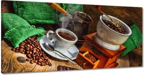Vászonkép 120x60 Csésze és zöld zsákok
