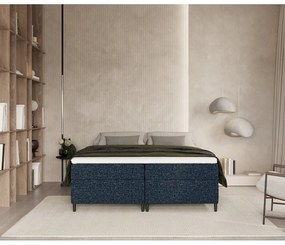 Sötétkék ágyneműtartós boxspring ágy 200x200 cm Araya – Maison de Rêve