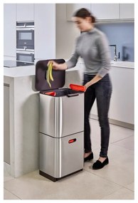 Ezüstszínű acél szelektív szemetes 60 l Totem Max – Joseph Joseph