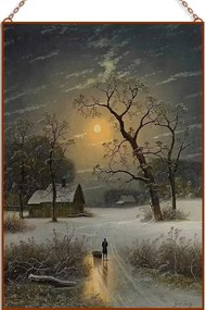 Johann Gustav Lange - Winter Landscape üvegkép, falikép