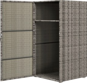 Outsunny Kültéri és Beltéri Rattan PE Szekrény, Kertiszerszám Szekrény 2 Rekesszel Teraszra és Medence Mellett, 60x63x120cm, Szürke | Aosom