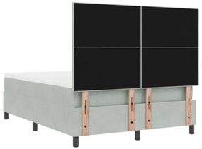 vidaXL Boxspring Ágy Matraccal Világosszürke 140x190 cm Bársony