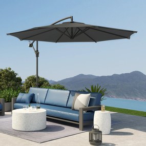 Outsunny Összecsukható Nyolcszögletű Kerti Napernyő 3m Átmérővel Sötétszürke Alapállvánnyal | Aosom