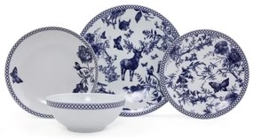 24 darabos étkészlet fehér/kék/porcelán