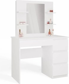 Marina Fésülködőasztal 4P Tükör Jobbos 4 Fiók 4 Polc Fehér Hálószoba