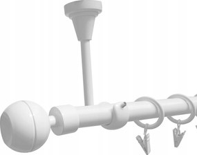 Fém Mennyezeti Egyrúdú Függönysín fehér színben, választható végződésekkel, 19 mm, 180 cm