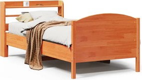 vidaXL viaszbarna tömör fenyőfa ágy matrac nélkül 75 x 190 cm