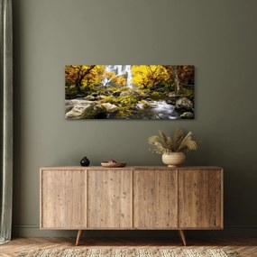 Kép - Vízesések őszi tájban, sárga (120x50 cm)