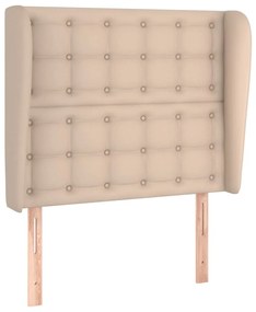 cappuccino műbőr fejtámla szárnyakkal 103x23x118/128 cm