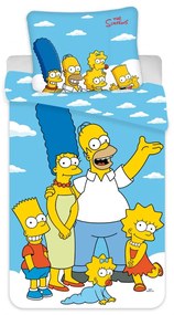 Gyerek pamut ágyneműhuzat THE SIMPSONS FAMILY CLOUDS kék Ágyneműhuzat mérete: 70 x 90 cm | 140 x 200 cm