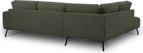Sötétzöld zsenília sarokkanapé (bal oldali-L alakú) Amsterdam – Scandic