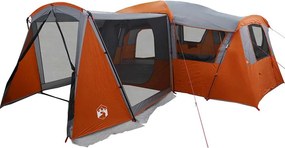 vidaXL Családi sátor 20 fős Szürke és narancs 745 x 700 x 217 cm