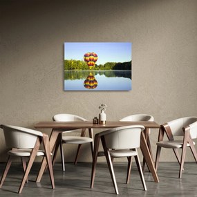 Hőlégballon a tónál képe (üvegen) (70x50 cm)