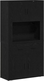 vidaXL Magas Tároló fiókkal Musta tammi 80 x 33 x 150 cm Faanyag