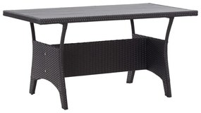 fekete polyrattan kerti asztal 120 x 70 x 66 cm