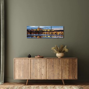 A prágai vár és a Károly-híd képe (órával) (90x30 cm)