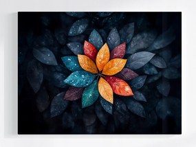 Canvas Vászonkép Színes Levelek Mandala Esőcseppek 100 x 75