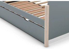 Szürkészöld borovi fenyő gyerekágy kihúzható pótággyal ágyráccsal 90x190 cm Enola – Marckeric