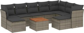 vidaXL 10 részes szürke polyrattan kerti ülőgarnitúra párnákkal