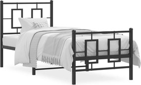 vidaXL fekete fém ágykeret fej- és lábtámlával 75 x 190 cm