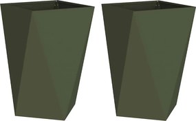 vidaXL Növénytartó 2 pcs Olajzöld 50 x 50 x 75 cm Acél