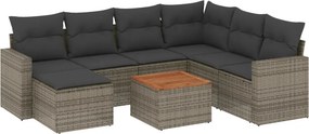 vidaXL 8 részes szürke polyrattan kerti ülőgarnitúra párnákkal