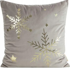 Bézs karácsonyi díszpárnahuzat boglárka 45c arany szirmok