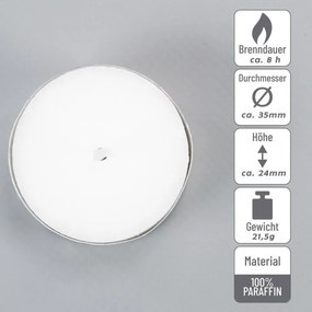 Fehér teamécses gyertya illatmentes 100 db 8 óra ég