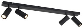 Okos mennyezeti spotlámpa fekete 4-lámpás állítható 4 Wifi GU10 50mm-es izzóval - Renna