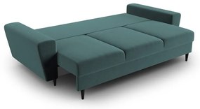 Petróleum színű bársony kinyitható tárolóhelyes kanapé 235 cm Kyoto – Cosmopolitan Design