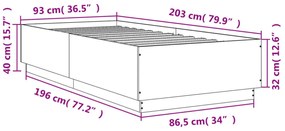 barna tölgyszínű szerelt fa ágykeret 90 x 200 cm