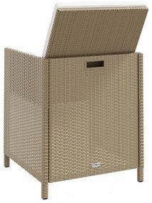 4 db bézs polyrattan kerti szék párnával