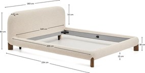 Bézs kárpitozott franciaágy ágyrács nélkül 160x200 cm Odina – Kave Home