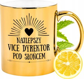 Arany csillogó bögre az igazgatóhelyettesnek ajándék fényképes nyomtatással