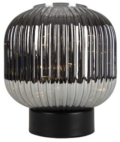 Art Deco asztali lámpa fekete füstüveggel, E27-es fényzsinórral - Karel